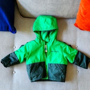 Columbia Kids Bright Green and Dark Green Hooded Puffer Jacket